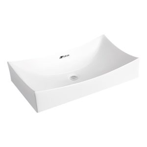 Cuba Banheiro Lavabo Em Cerâmica Louça Branca Retangular Tubrax - Image 3