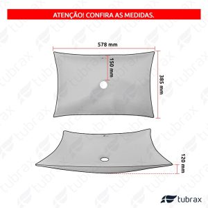 Cuba Banheiro Lavabo Cerâmica Em Louça 57x38 Branca Folha Sobrepor Tubrax - BAB0008 - Image 3