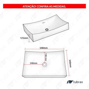 Cuba Banheiro Lavabo Em Cerâmica Louça Branca Retangular Tubrax - Image 4