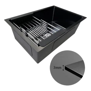 Cuba Pia Gourmet Inox Preta Nano Quadrada Cozinha 50x45