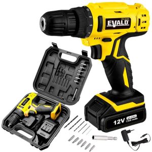 Parafusadeira e Furadeira à Bateria 12V Bivolt PFE-12EV com Maleta e Kit evald